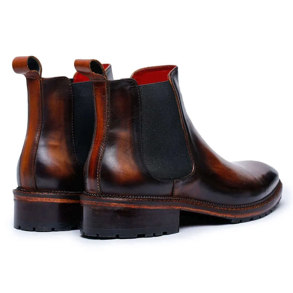 7 CM / 2.76 Inches CMR CHAMARIPA Height  Elevator Boots - Tall Men Boots - Brown Men's Chelsea Boots To Add Height