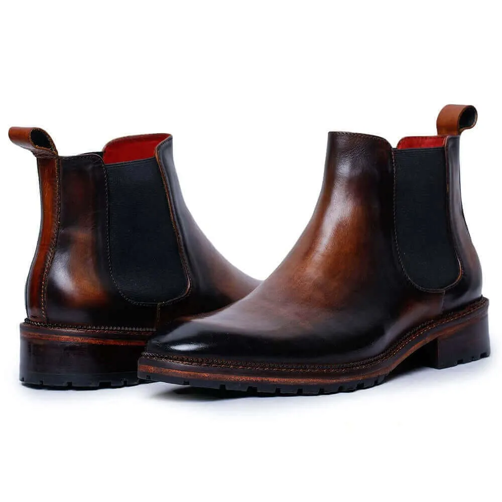 7 CM / 2.76 Inches CMR CHAMARIPA Height  Elevator Boots - Tall Men Boots - Brown Men's Chelsea Boots To Add Height