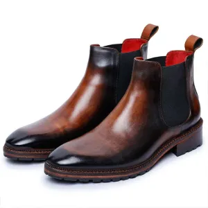 7 CM / 2.76 Inches CMR CHAMARIPA Height  Elevator Boots - Tall Men Boots - Brown Men's Chelsea Boots To Add Height