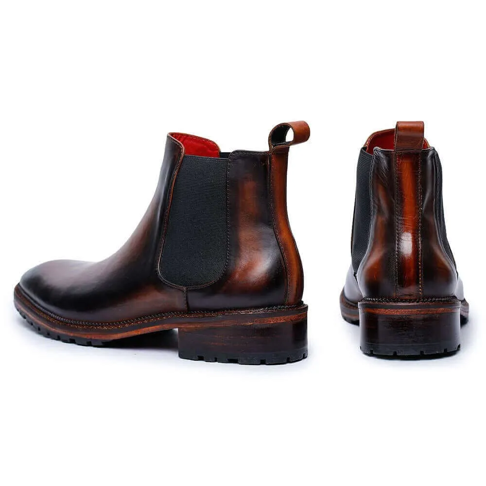 7 CM / 2.76 Inches CMR CHAMARIPA Height  Elevator Boots - Tall Men Boots - Brown Men's Chelsea Boots To Add Height