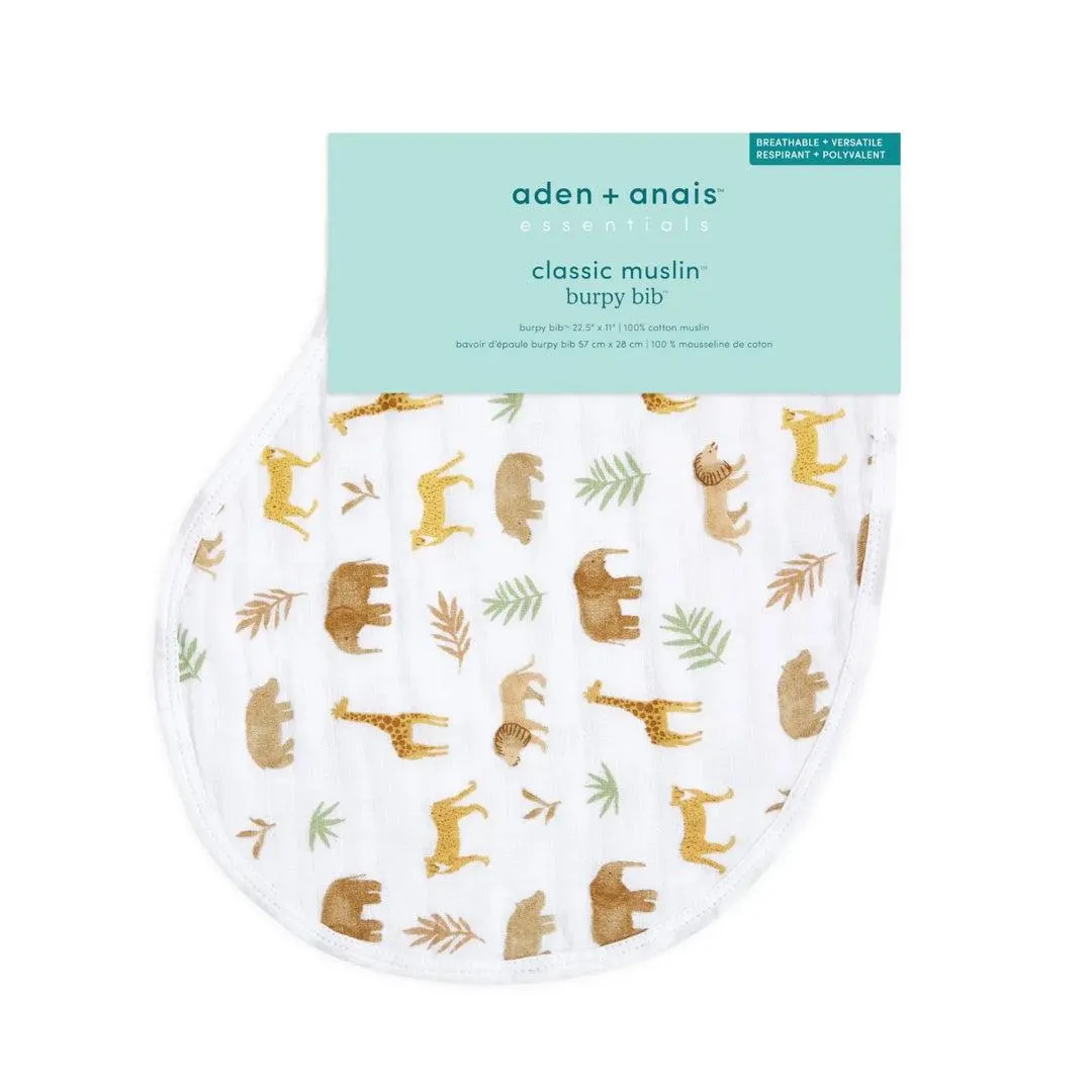 aden   anais Essentials Cotton Muslin Baby Burpy Bib - Tanzania - Great Migration