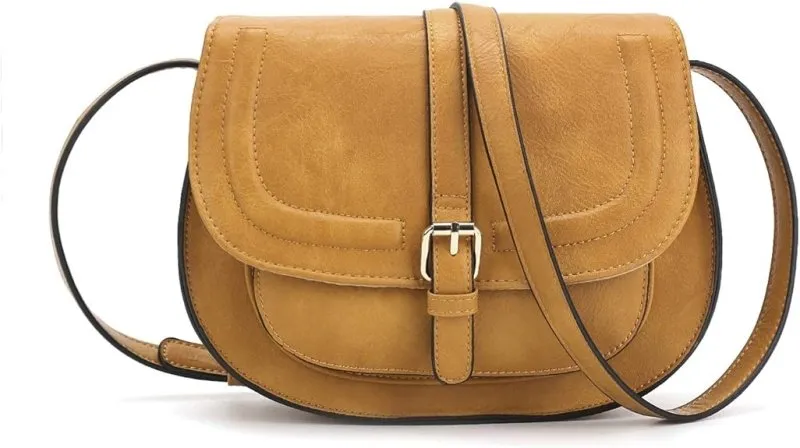 AFKOMST Crossbody Bag for Women | Small Satchel and Shoulder Bags | Vintage Vegan Leather Saddle Handbags