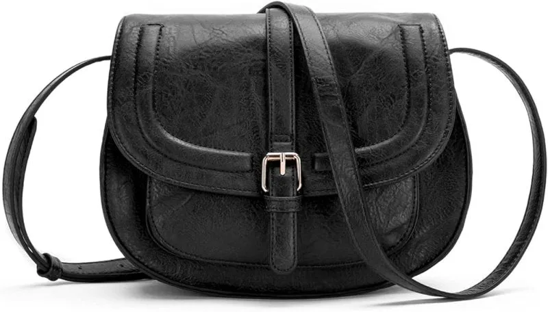 AFKOMST Crossbody Bag for Women | Small Satchel and Shoulder Bags | Vintage Vegan Leather Saddle Handbags