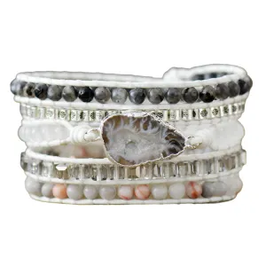 Agate and Quartz Crystal Layered Bracelet