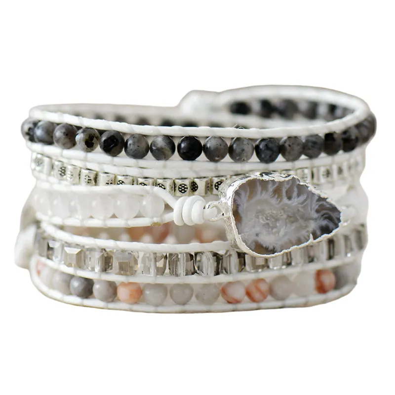 Agate and Quartz Crystal Layered Bracelet