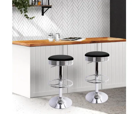 Artiss 4x Bar Stools Leather Padded Gas Lift Silver