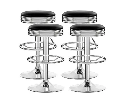 Artiss 4x Bar Stools Leather Padded Gas Lift Silver