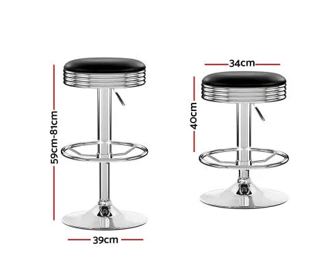 Artiss 4x Bar Stools Leather Padded Gas Lift Silver