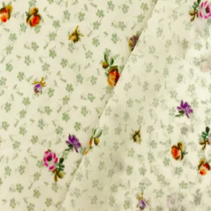 Beige-Green-Multi Famous Designer Floral Printed Viscose Chiffon Fabric