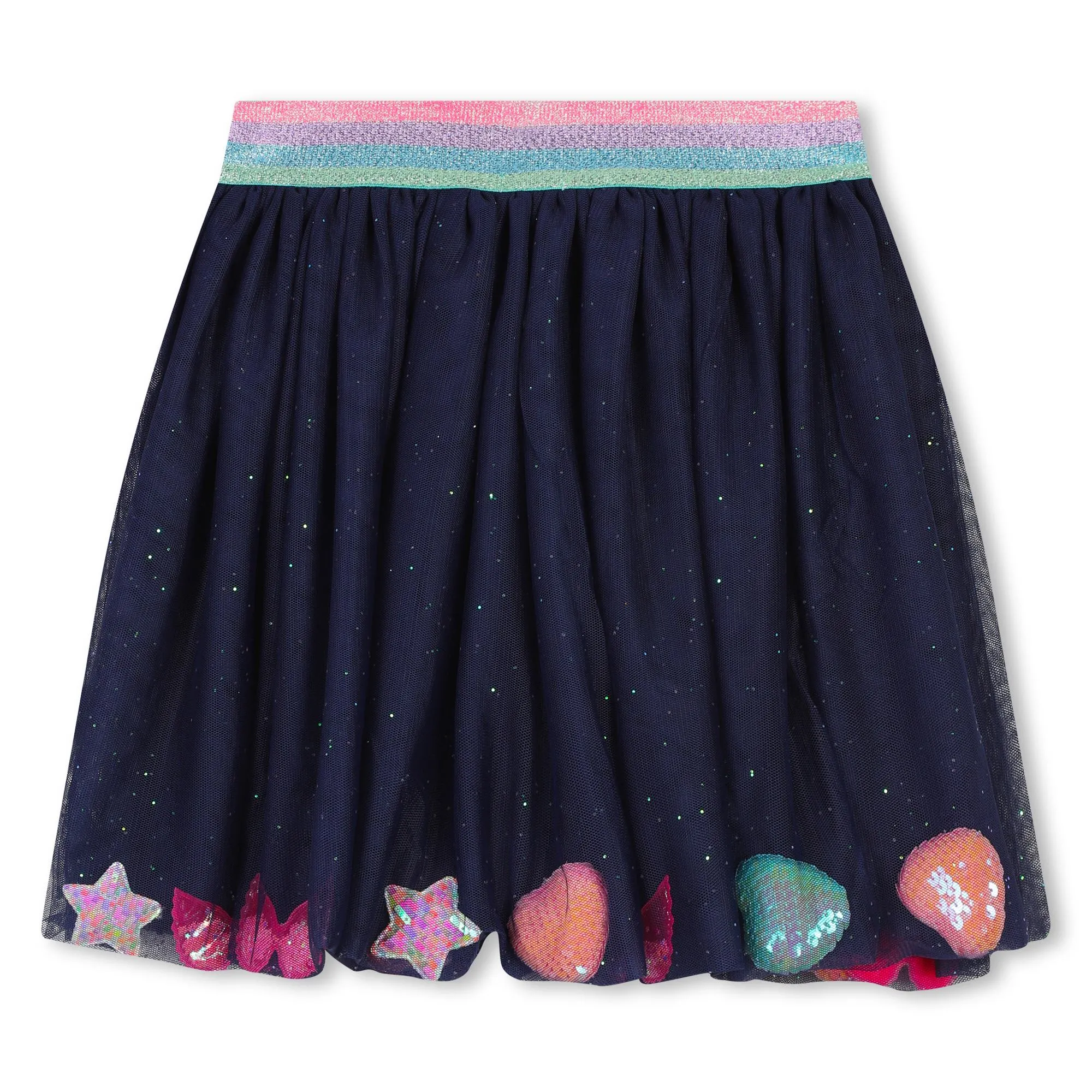 Billieblush Girls Navy Blue Glittery Tulle Skirt