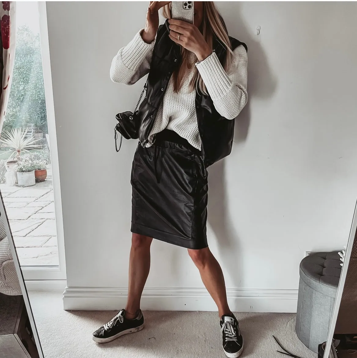 Black full faux leather black  ULTIMATE jogger skirt