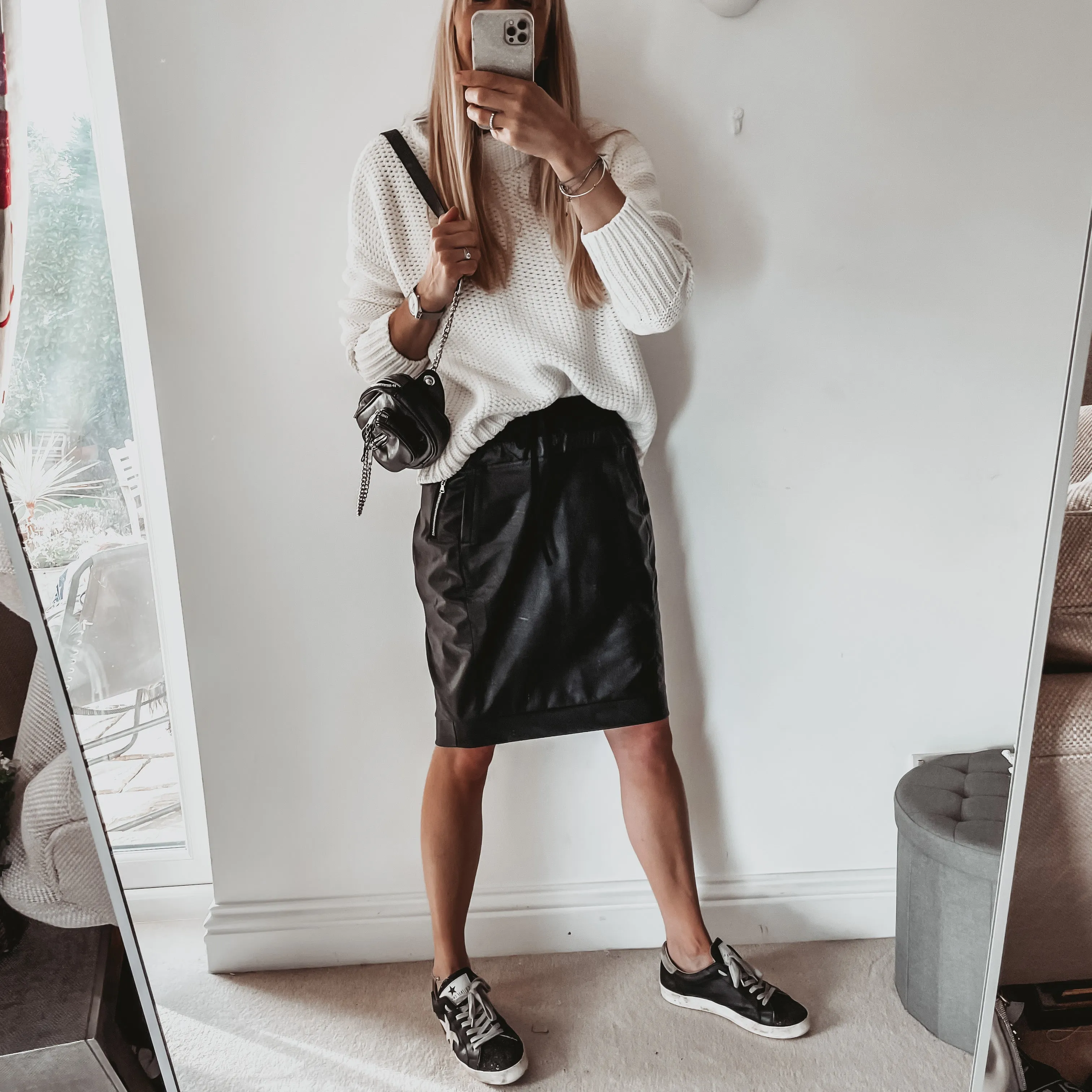 Black full faux leather black  ULTIMATE jogger skirt