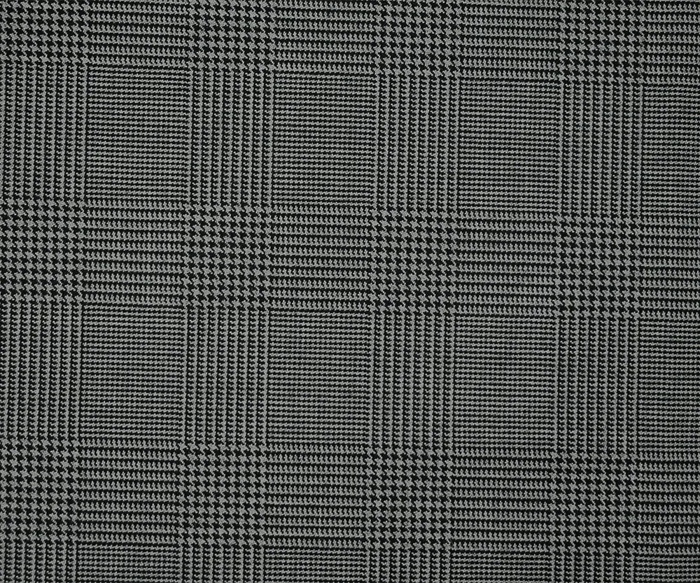 Black-Gray Wool Polyester Glen Plaid Suiting Woven Fabric