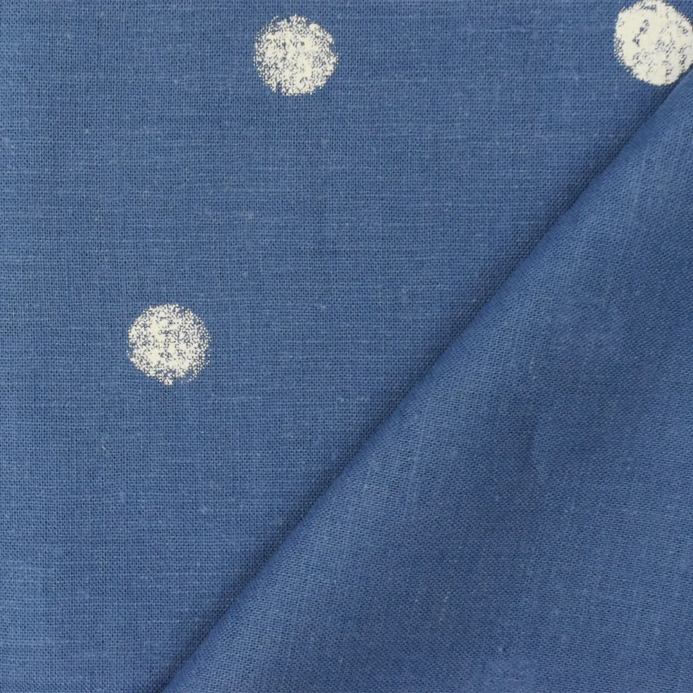 Blue-White Famous Maker Cotton Paint Dot Printed Woven Shirting Fabric