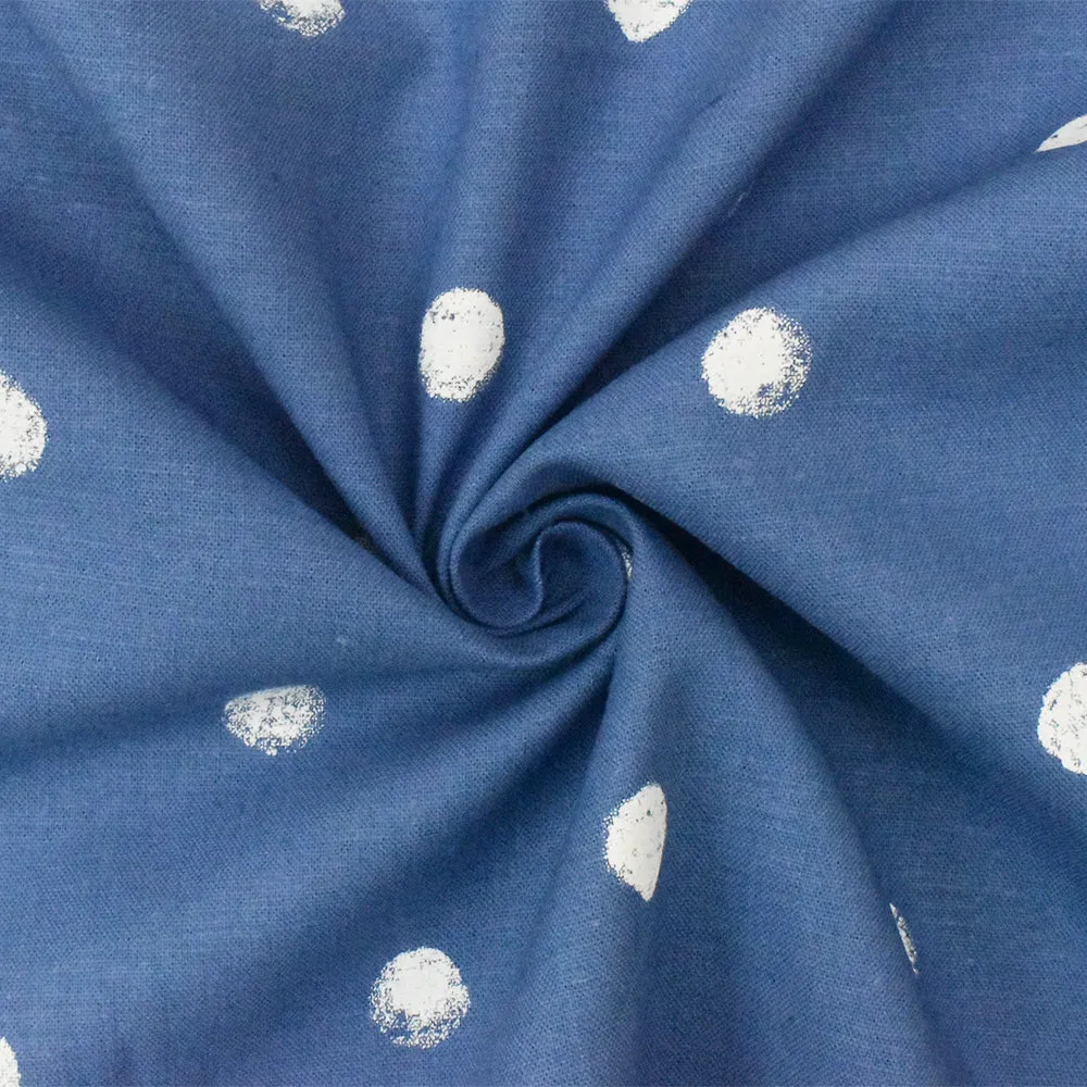 Blue-White Famous Maker Cotton Paint Dot Printed Woven Shirting Fabric