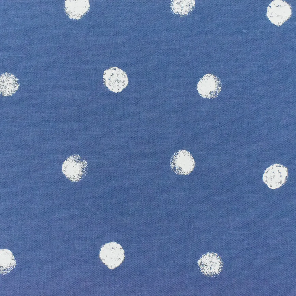 Blue-White Famous Maker Cotton Paint Dot Printed Woven Shirting Fabric