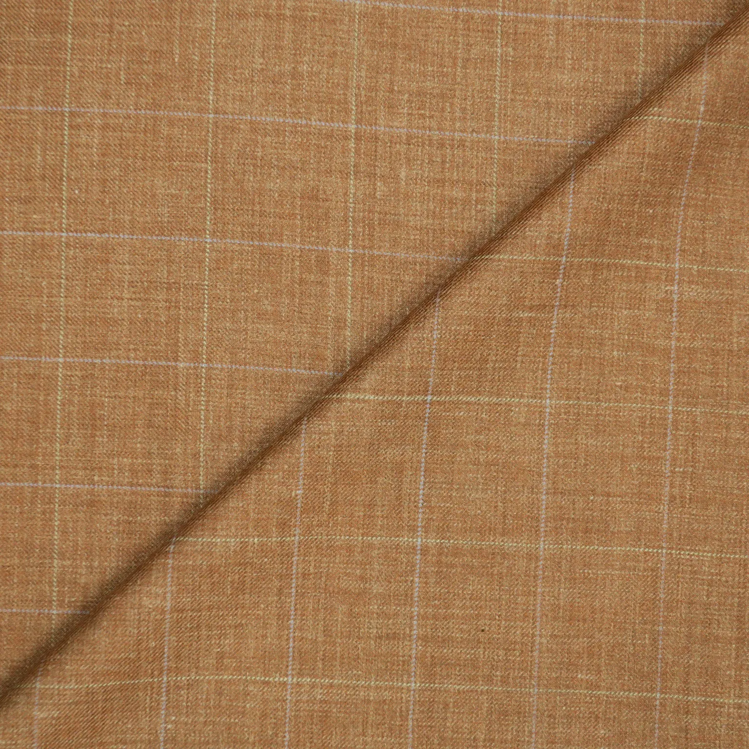 Bronze Windowpane Wool Suiting Fabric