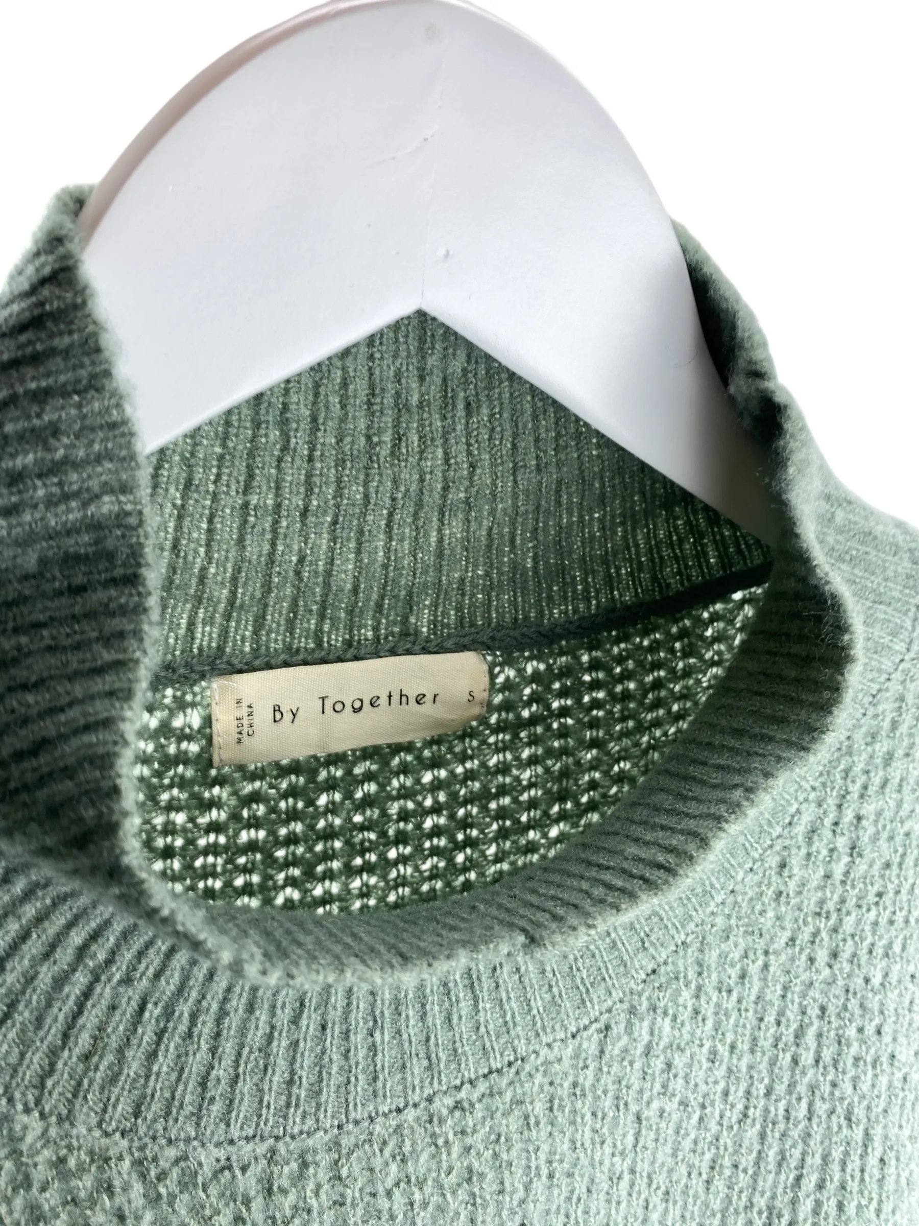 By Together Women's Mock Neck Waffle Sweater Sage Green Size S (runs big)