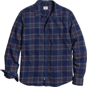 Classic Fit Balboa Button Down Long Sleeve Men's Marine Layer Navy Plaid color