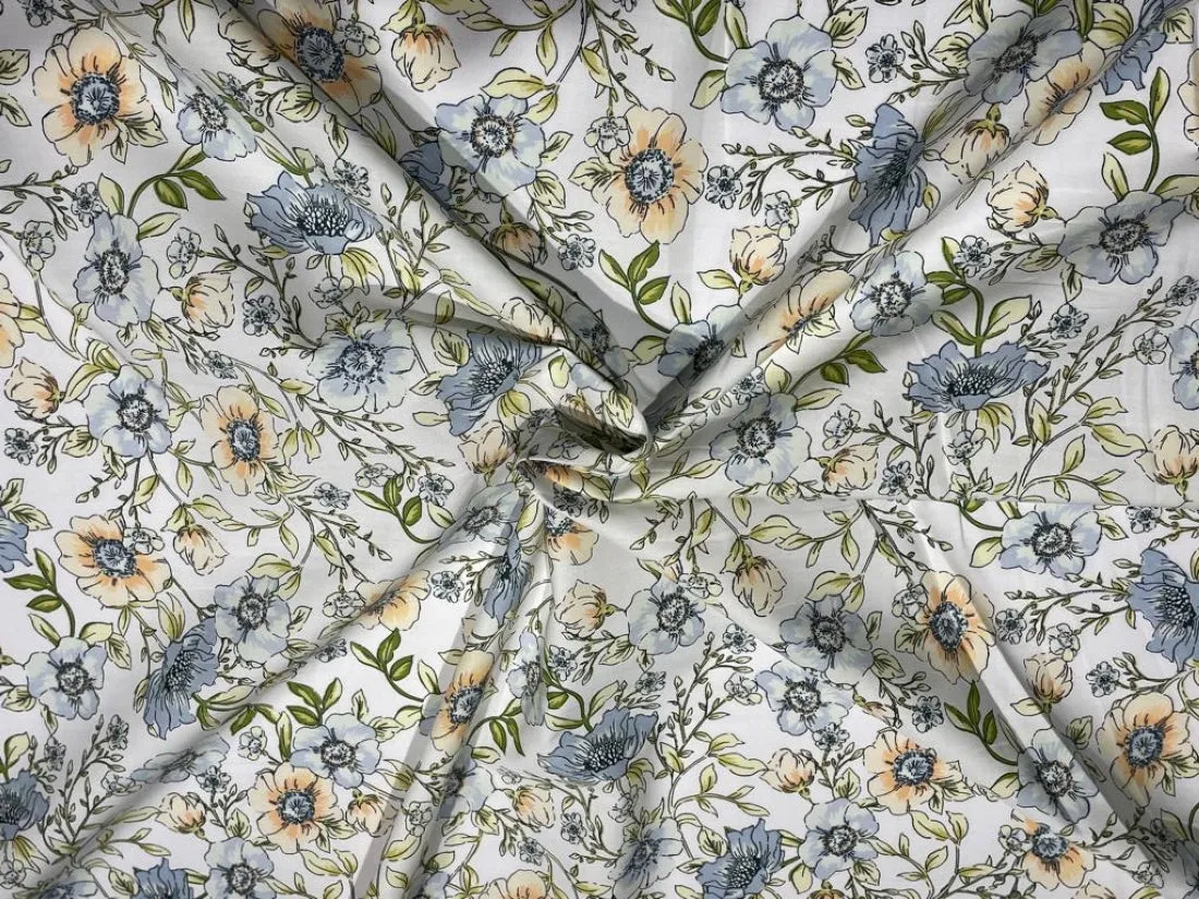 COTTON POPLIN FLORAL PRINT 58&quot; wide