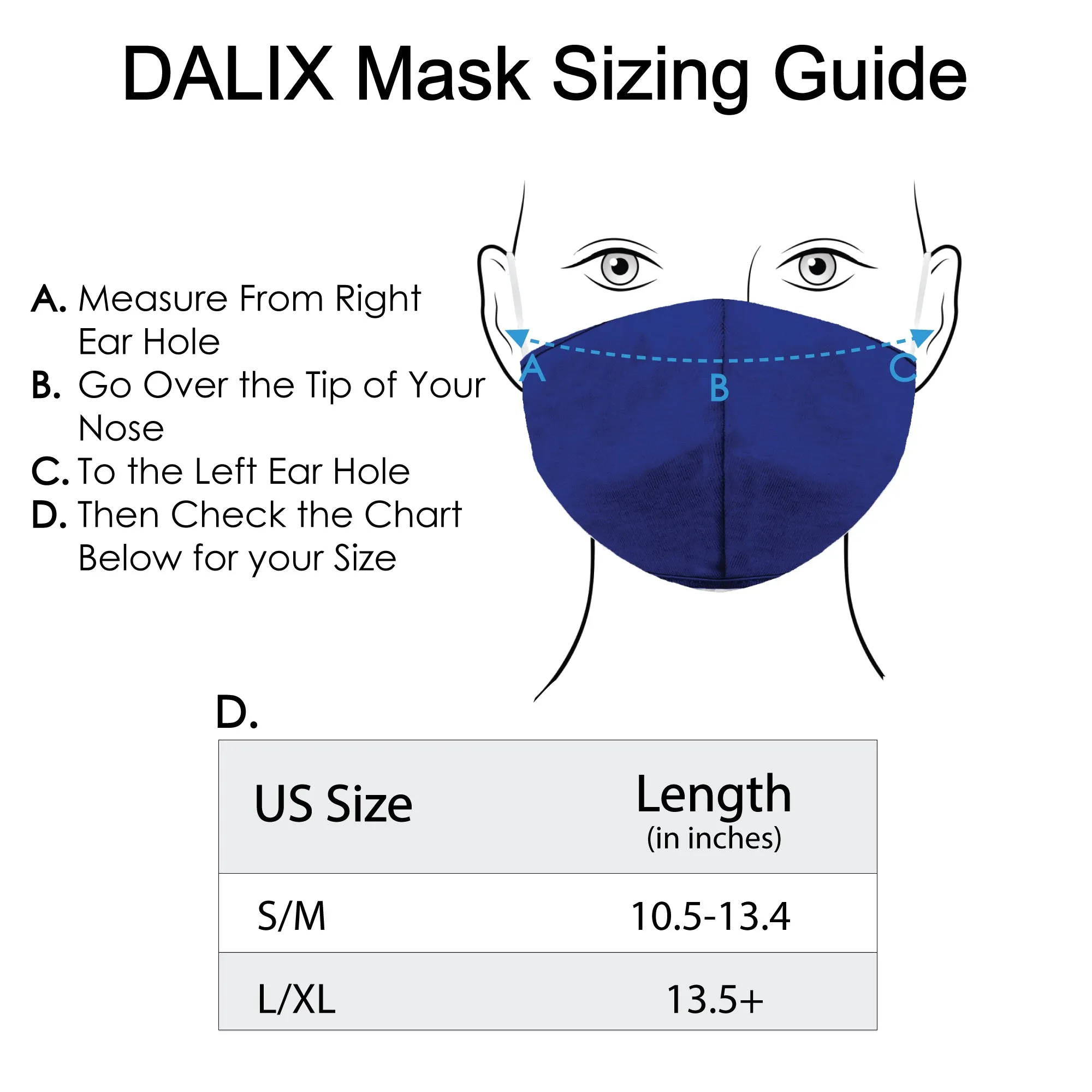 Dalix  Cloth Face Mask Reuseable Washable Made in USA - S-M , L-XL Size (3 Pack)