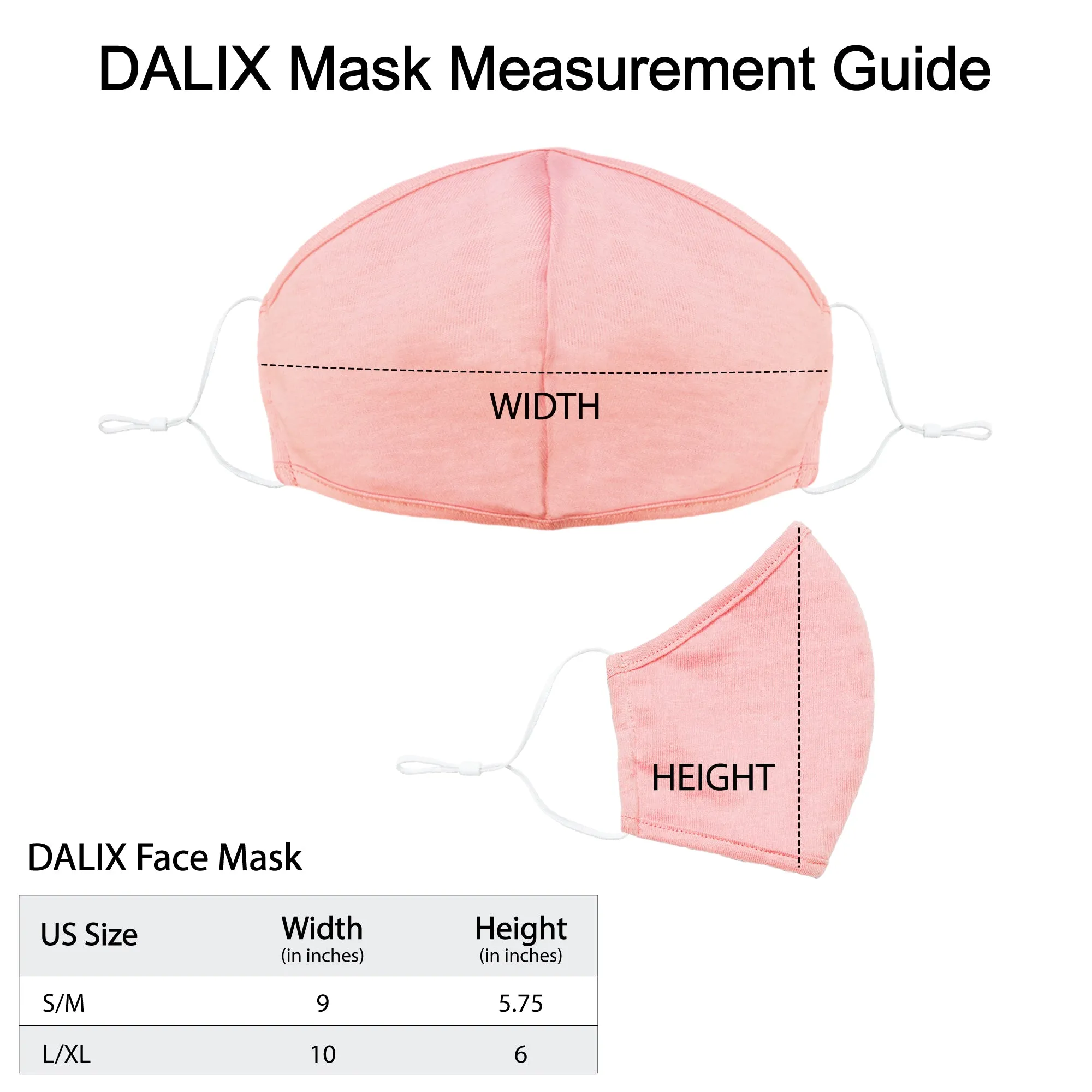 Dalix  Cloth Face Mask Reuseable Washable Made in USA - S-M , L-XL Size (3 Pack)