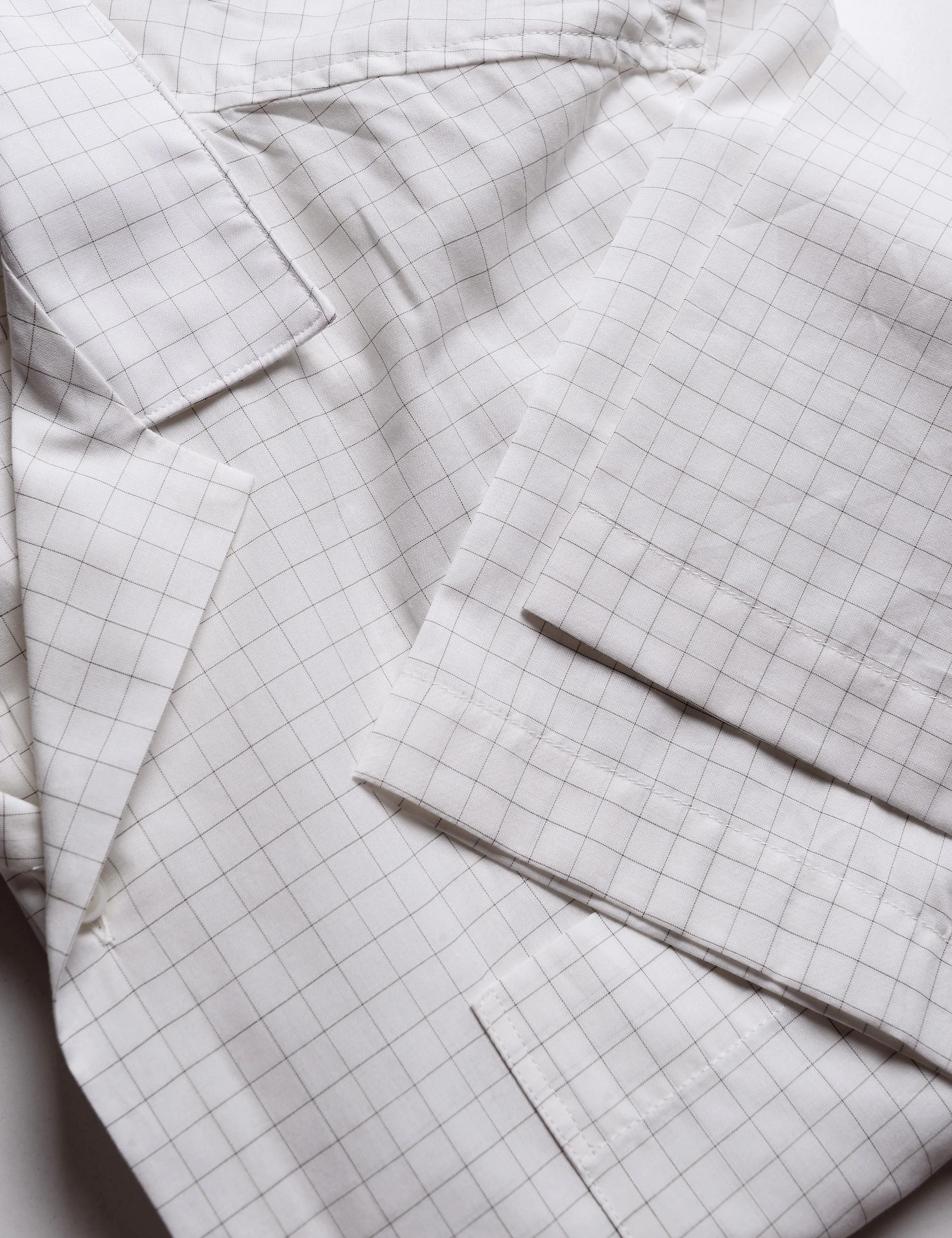 FINAL SALE: BKT18 Camp Shirt in Cotton Silk Graph Check - Natural