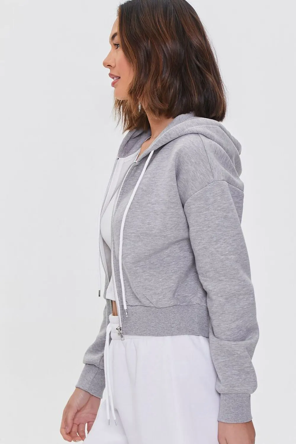 Forever 21 Basic Fleece Zip Sweatshirt, Gray