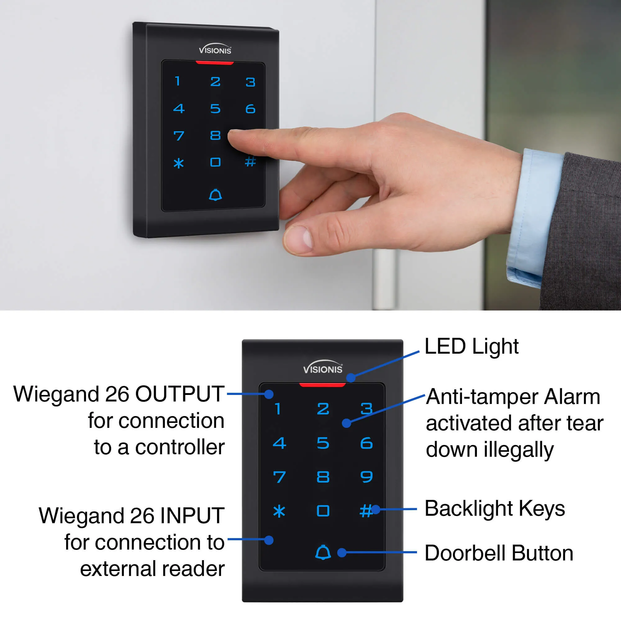 FPC-5573 1 Door Access Control 770lbs Electric Strike Fail Safe   Fail Secure Adjustable   Indoor Use Keypad/Reader Standalone   Mini Controller   Wiegand 26, No Software, EM Card   Wireless Receiver