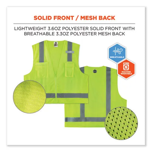 Glowear 8249z-s Single Size Class 2 Economy Surveyors Zipper Vest, Polyester, 4x-large, Lime, Ships In 1-3 Business Days