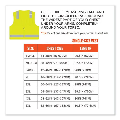 Glowear 8249z-s Single Size Class 2 Economy Surveyors Zipper Vest, Polyester, 4x-large, Lime, Ships In 1-3 Business Days