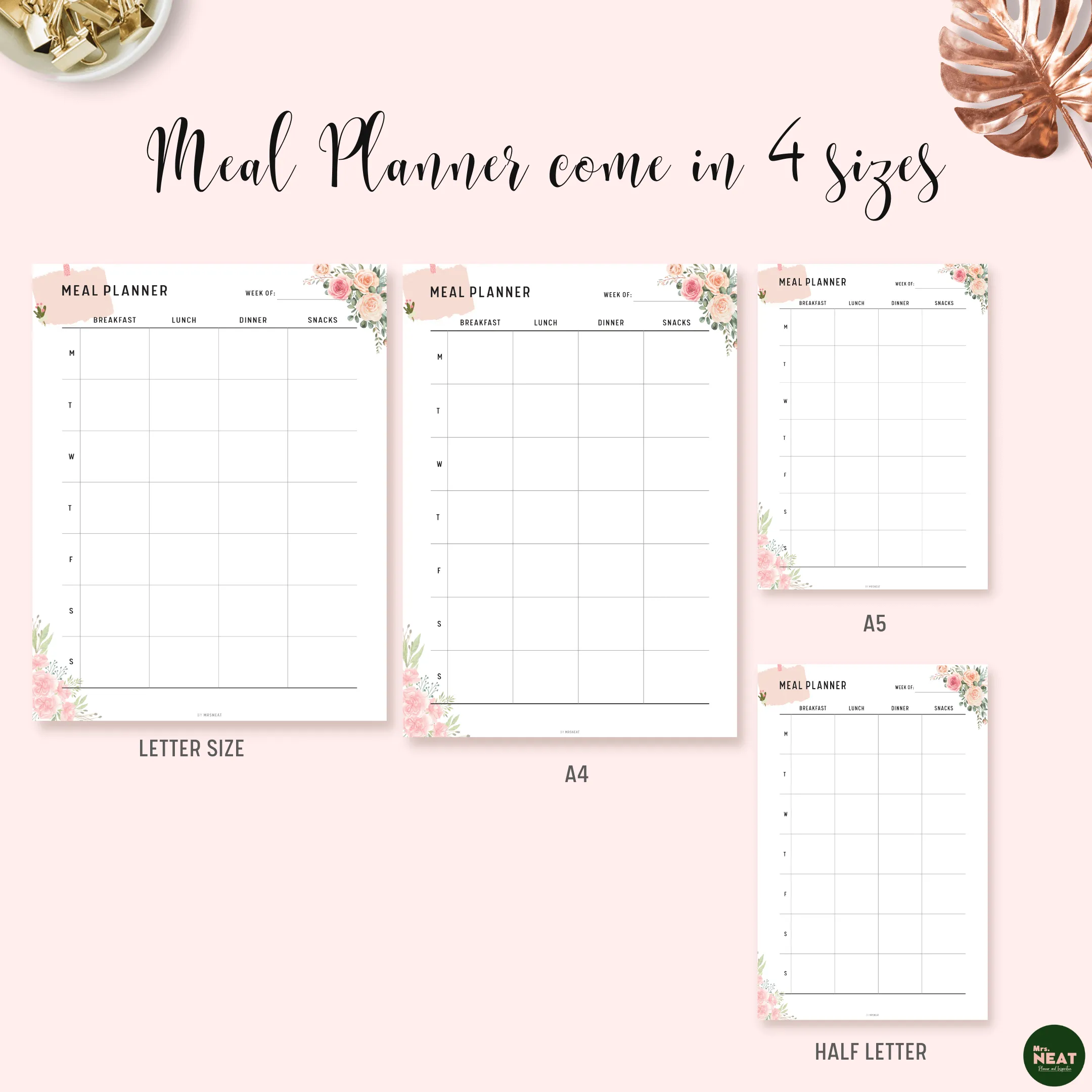 Grocery List and Weekly Meal Planner Printable - M113/4