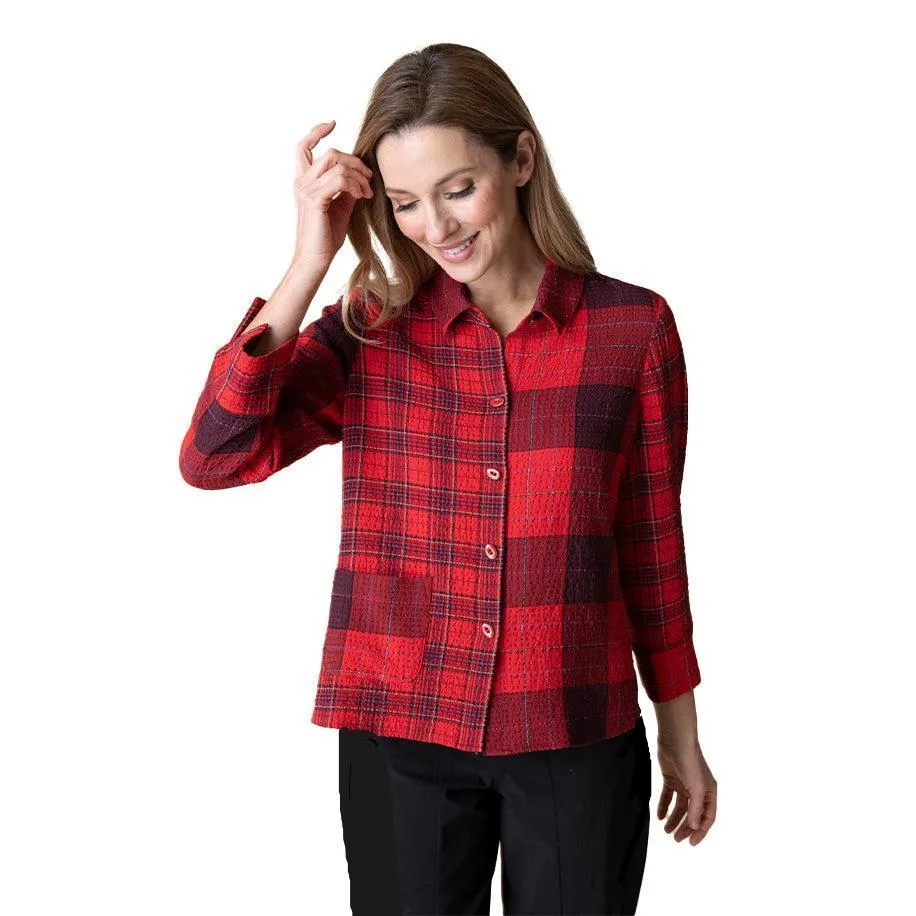 Habitat "Girl Gone Plaid"- Pocket Shirt in Apple - 40790-APL - Size XL