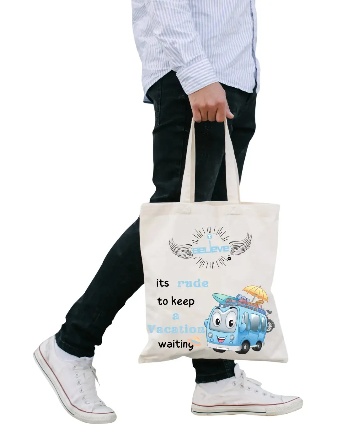 I Believe in Vacations Daily Thaila -  Canvas Reusable Bags