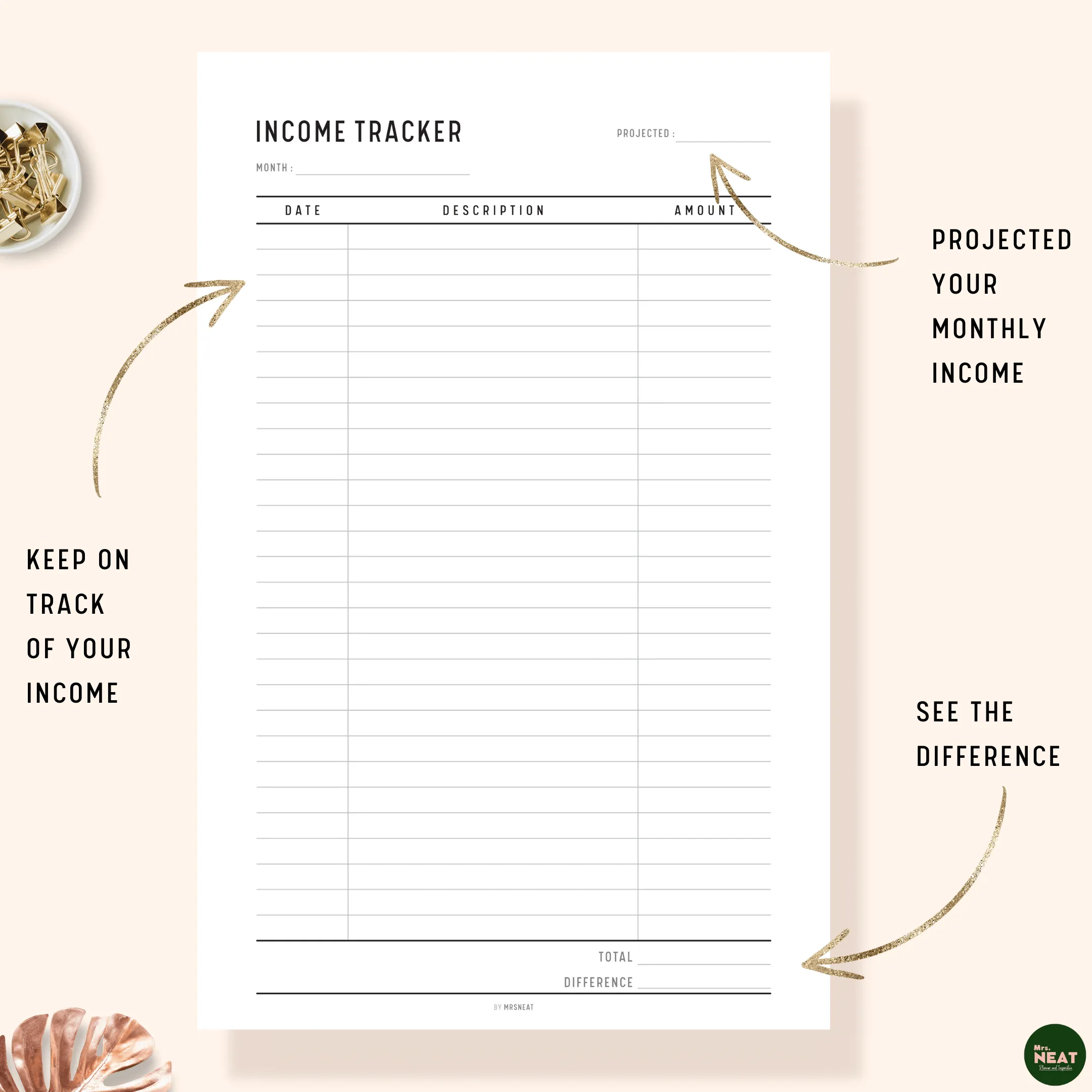 Income Expenses Tracker Printable