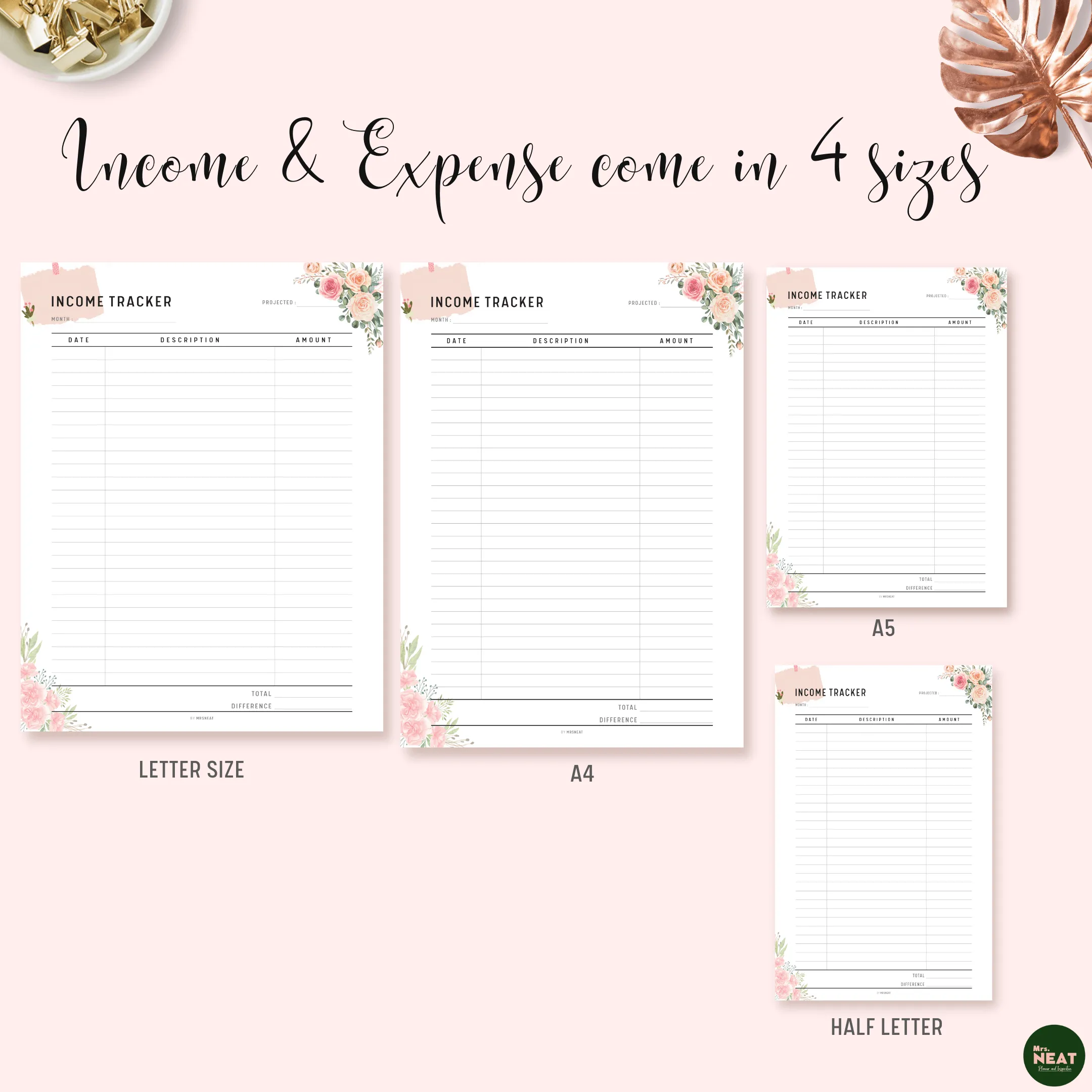 Income Expenses Tracker Printable