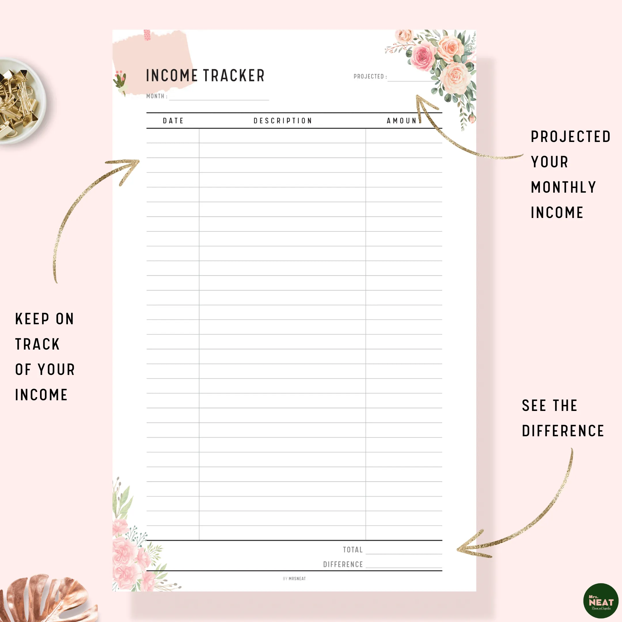 Income Expenses Tracker Printable