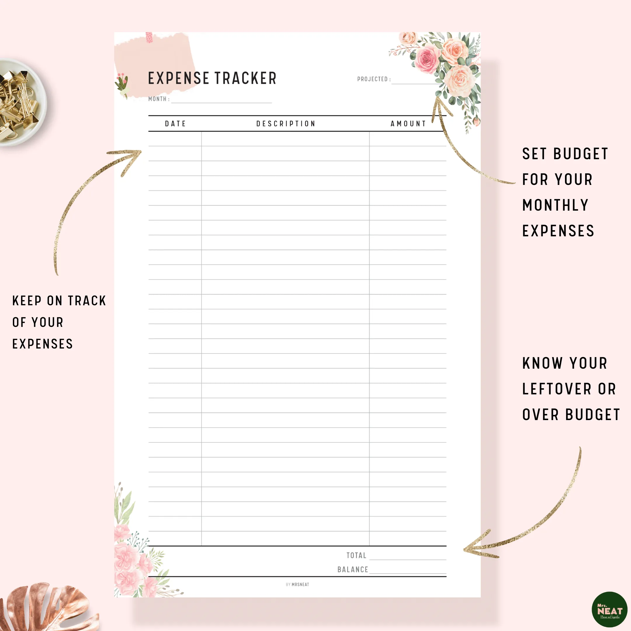 Income Expenses Tracker Printable