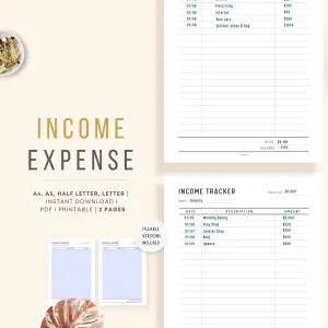 Income Expenses Tracker Printable