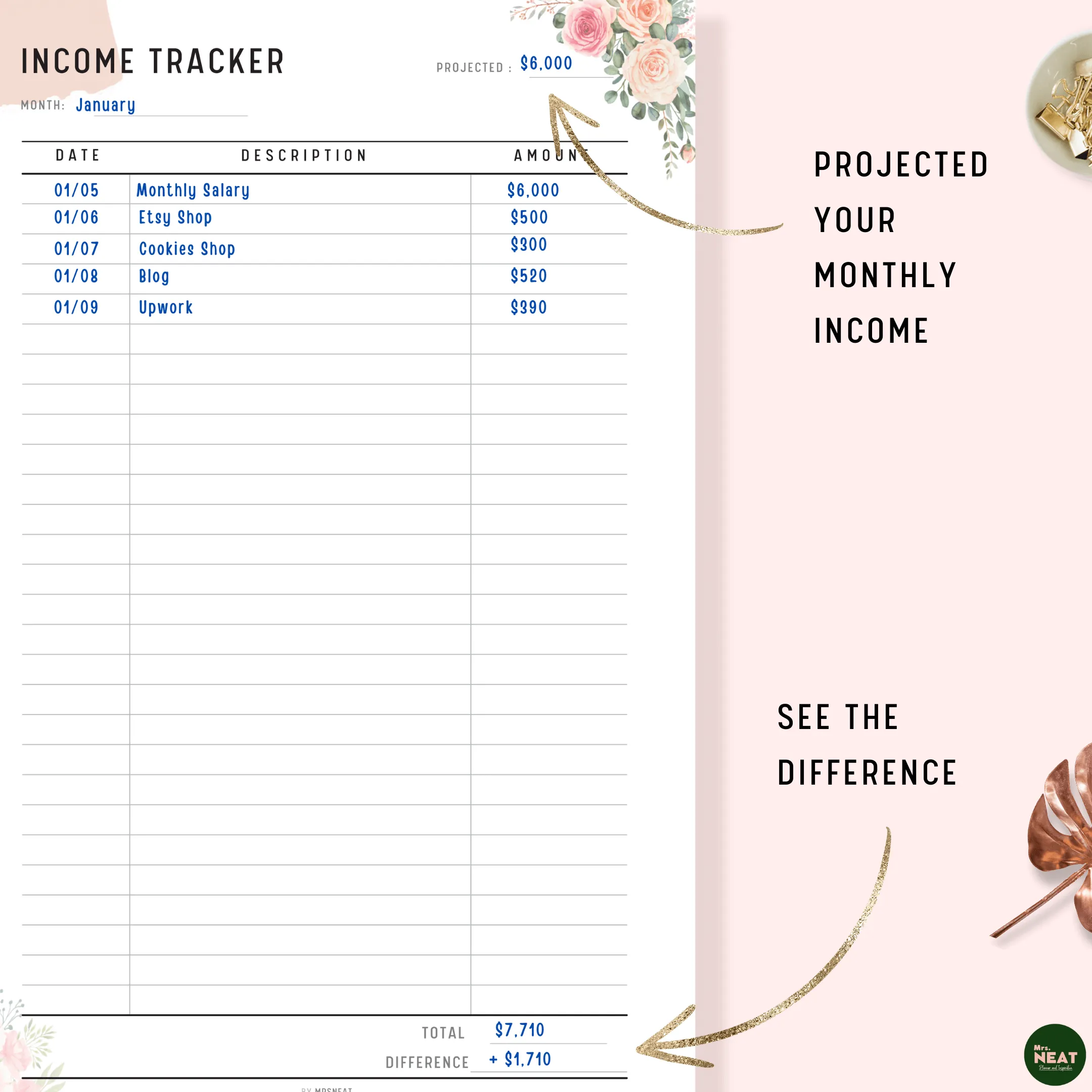 Income Expenses Tracker Printable