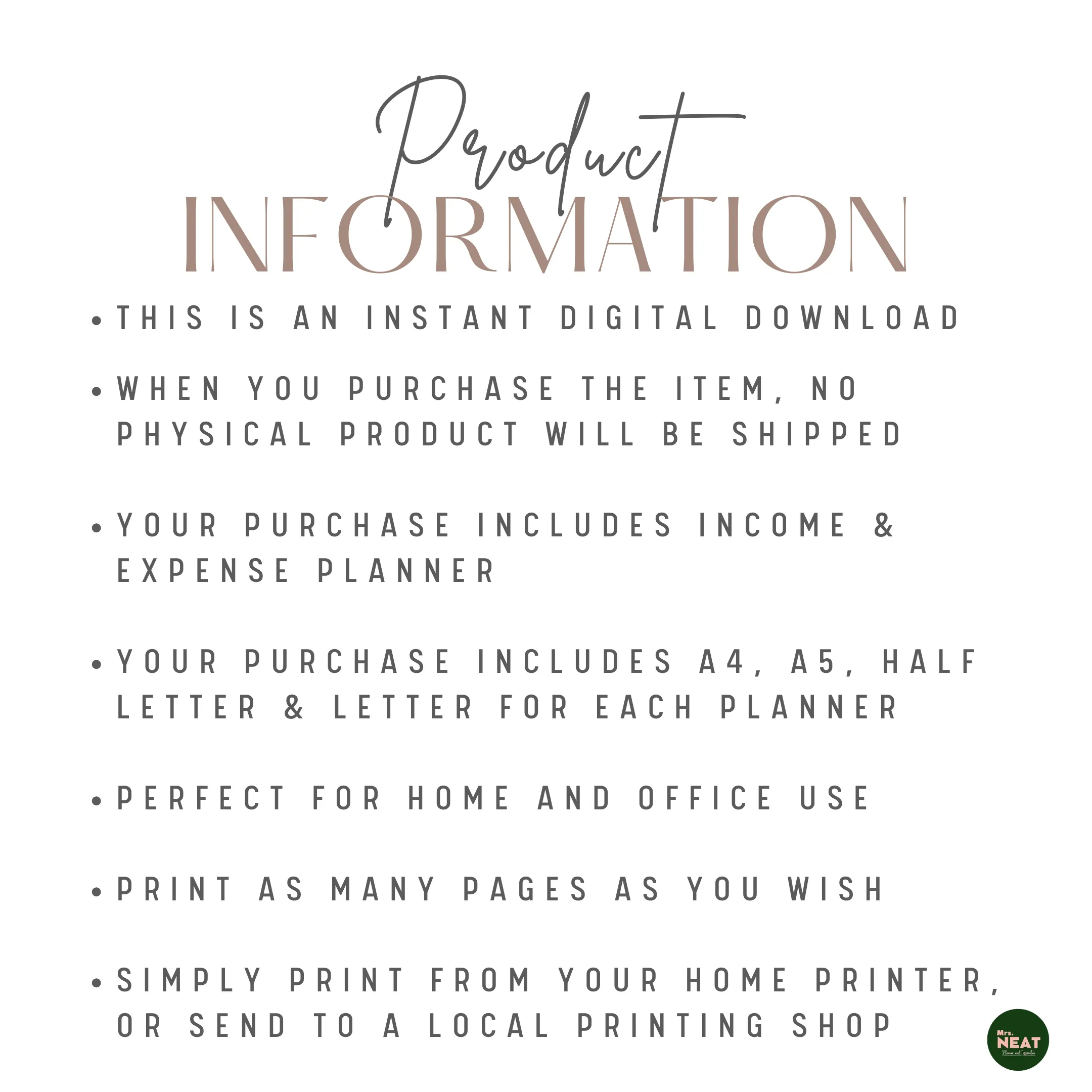 Income Expenses Tracker Printable