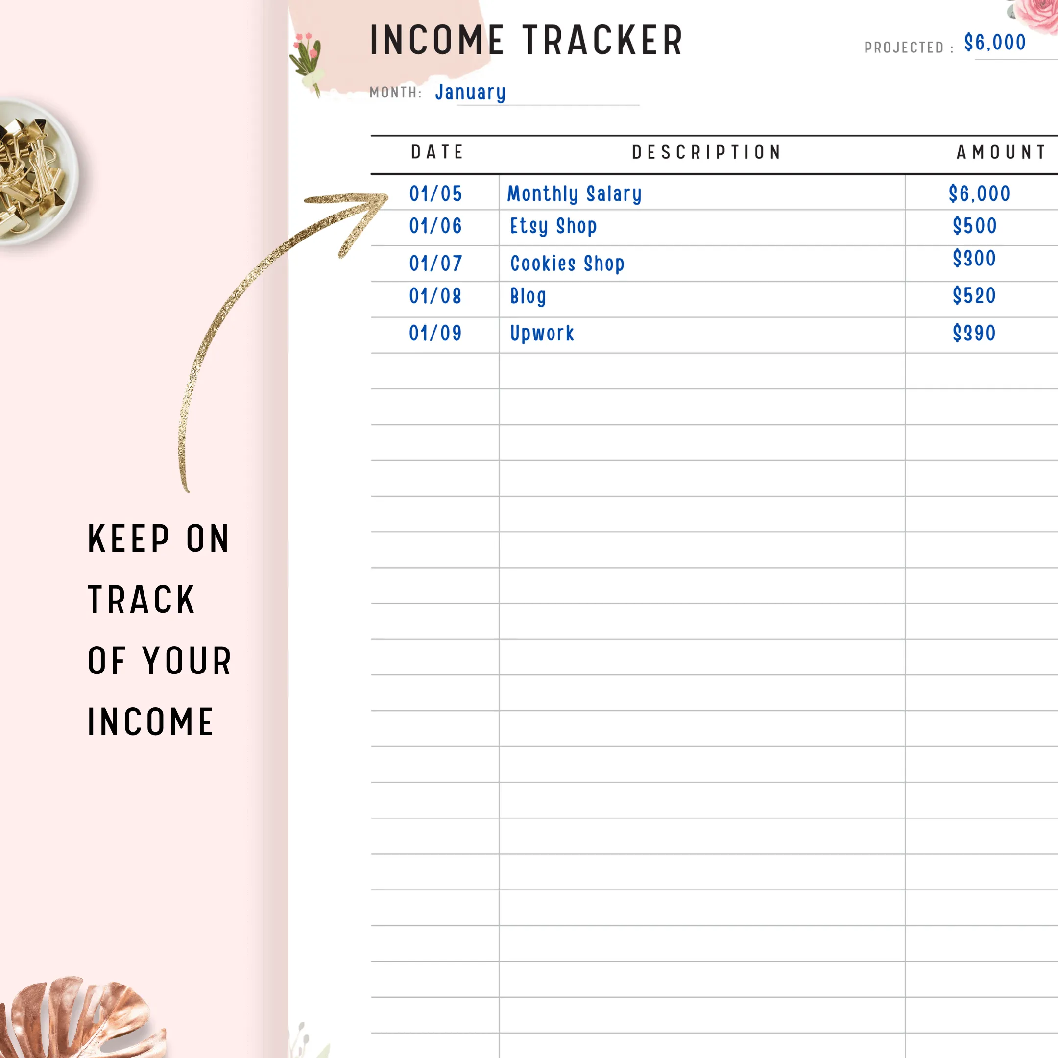 Income Expenses Tracker Printable