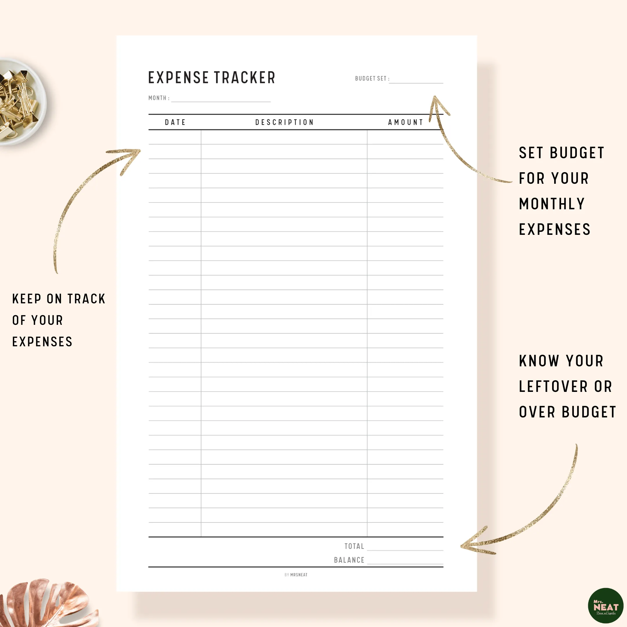 Income Expenses Tracker Printable