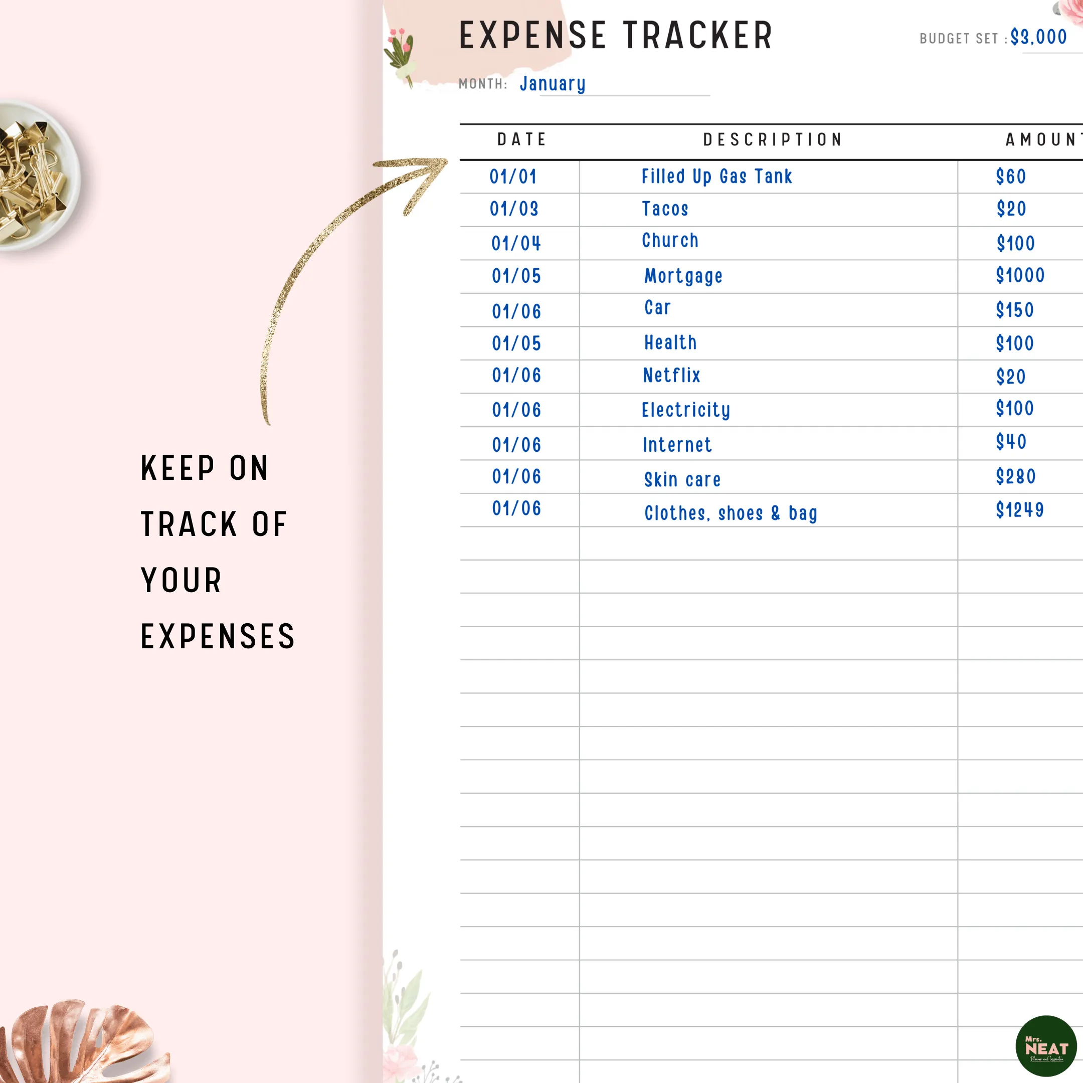 Income Expenses Tracker Printable