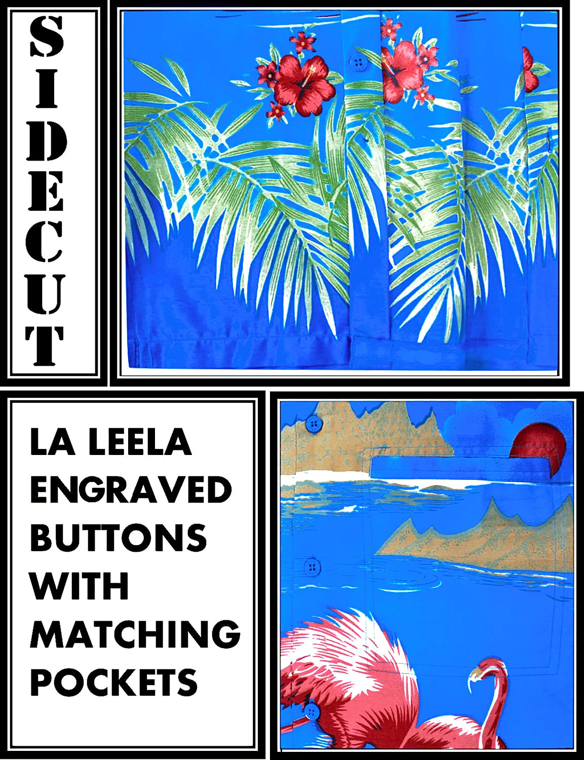 LA LEELA Shirt Casual Button Down Short Sleeve Beach Shirt Men Aloha Pocket shirt Blue_W58