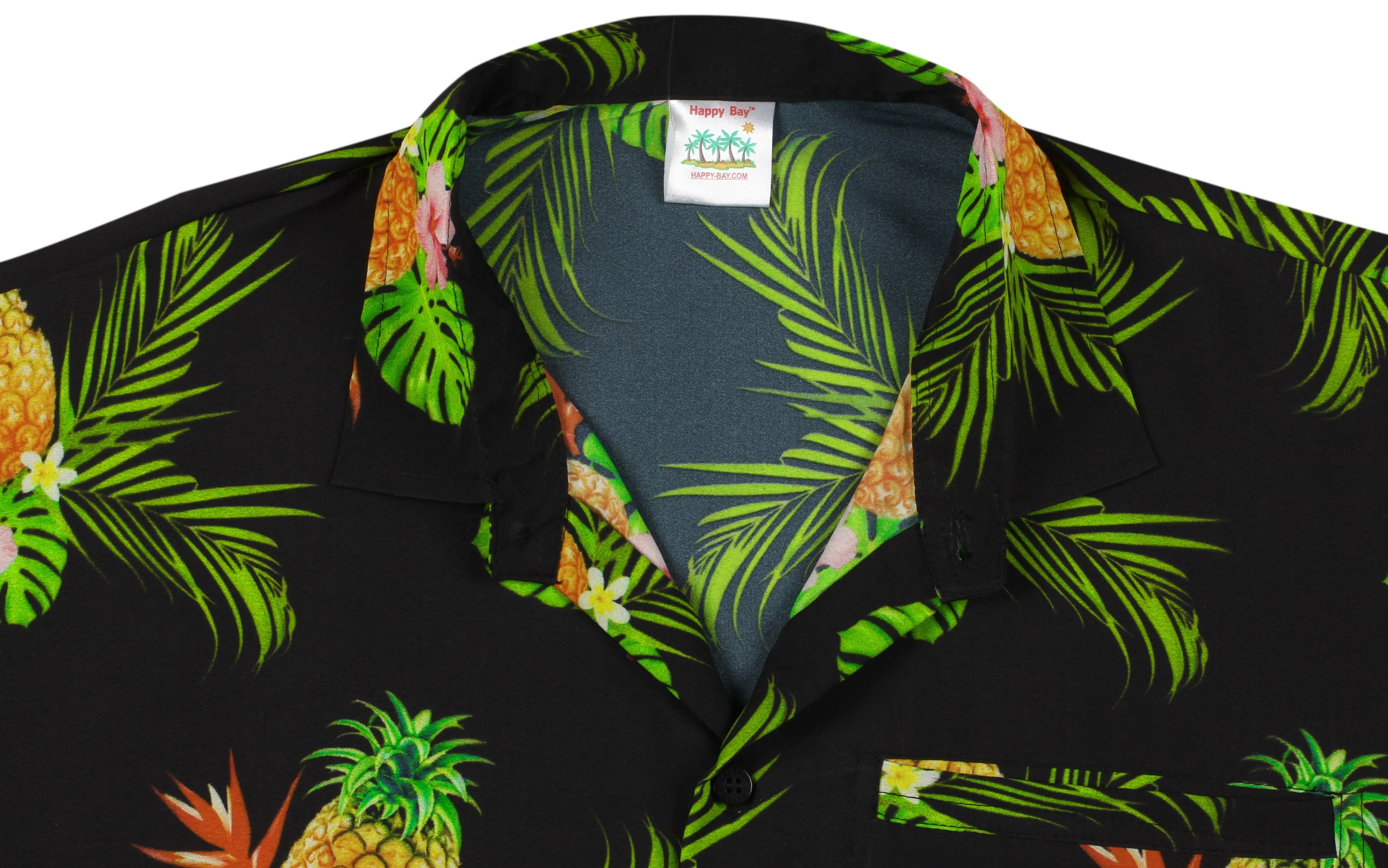 LA LEELA Shirt Casual Button Down Short Sleeve Beach Shirt Men Aloha Pocket shirt Halloween Black_W608