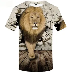 Lion T shirts Men Animal Tshirt Anime Vintage T shirts Funny Gothic Tshirts Cool Short Sleeve T shirts Mens Tee Style