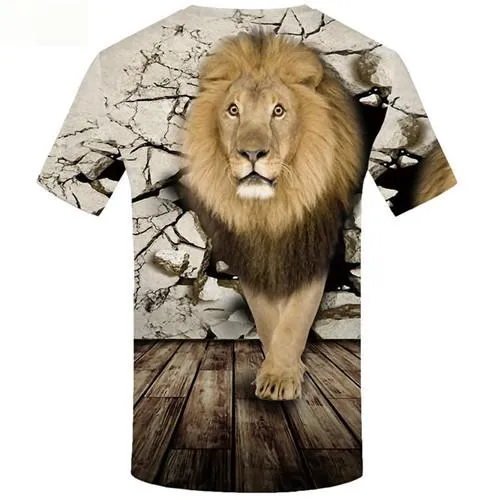 Lion T shirts Men Animal Tshirt Anime Vintage T shirts Funny Gothic Tshirts Cool Short Sleeve T shirts Mens Tee Style