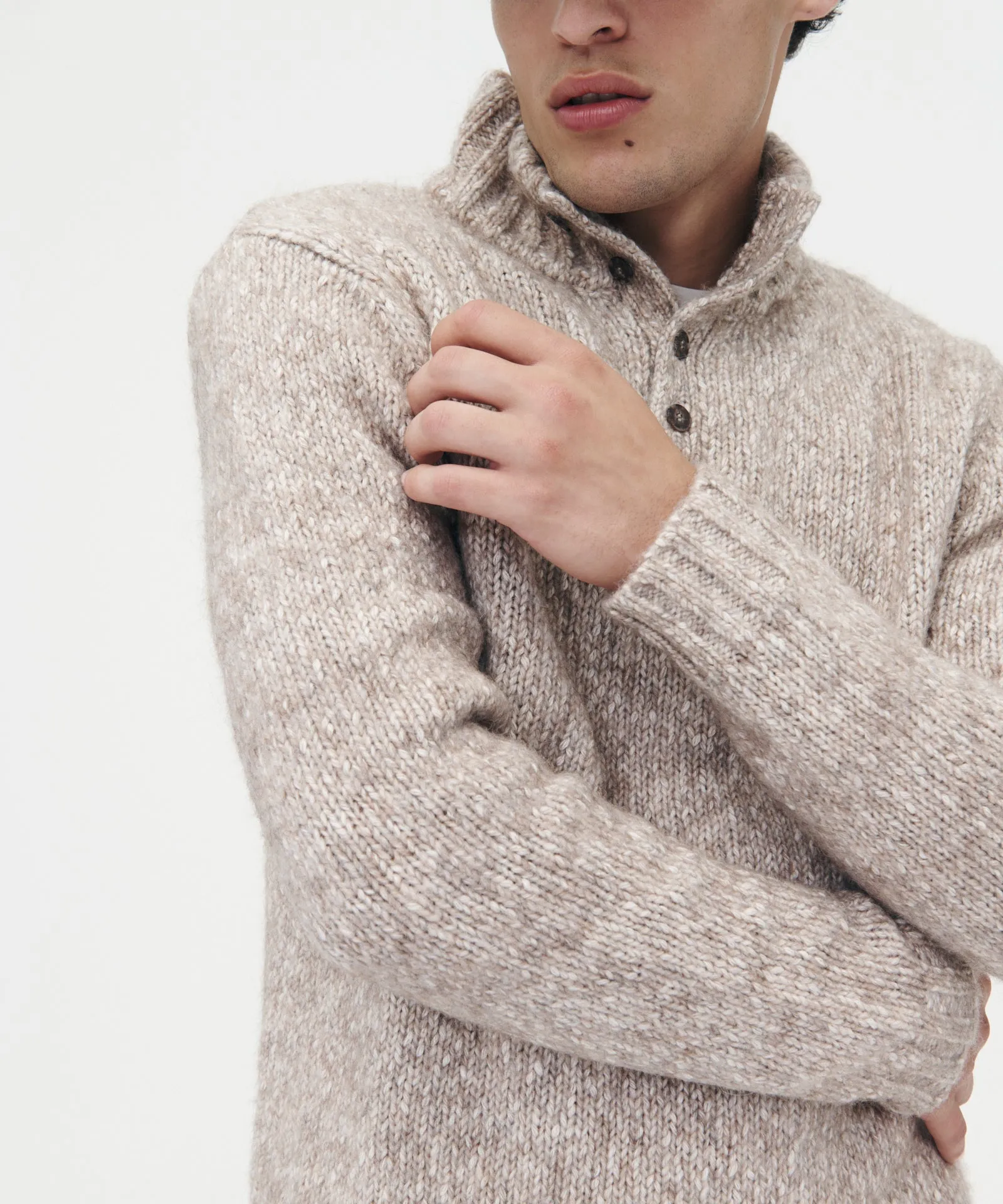 Luxe Marled Button Pullover Sweater