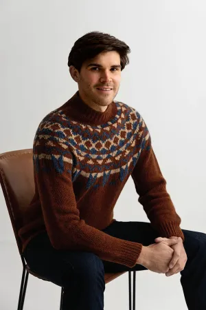 Mens Fair isle Brodgar Yoke Jumper - Rust